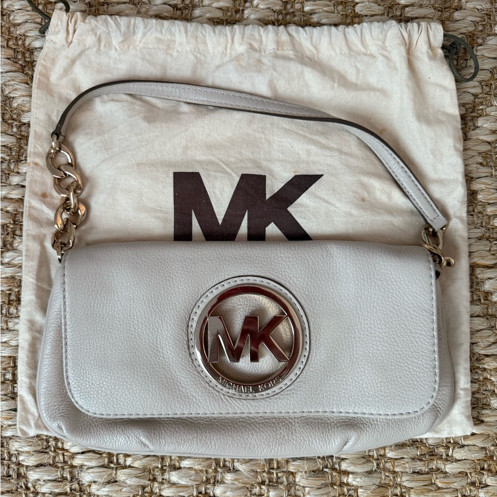 Michael Kors Cream Leather Clutch